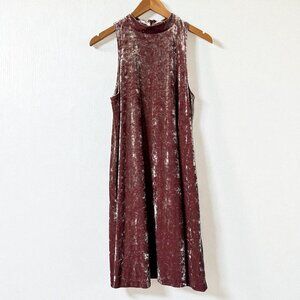Cynthia Rowley Sleeveless Mini Dress Pink Crushed Velvet A-Line Party Dress 90s